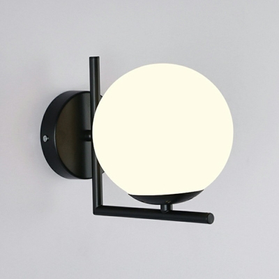 Single Light Glass Orb Wall Lighting Modern LED Sconce Lighting with Right Angle Arm