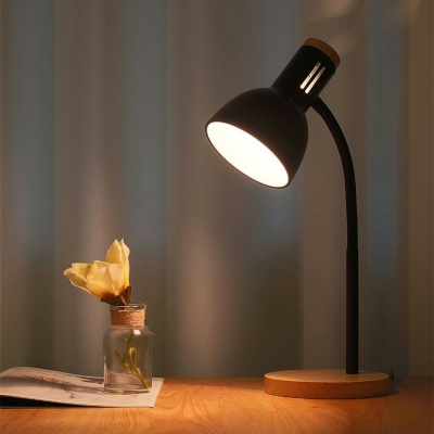1 Bulb Bell Metal Task Light Contemporary Study Room Table Lamp in Black/White