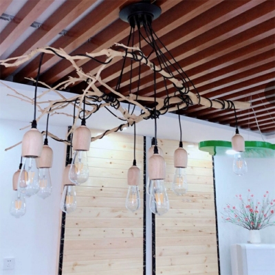 10-Light Industrial Farmhouse Pendant Lighting Black Hanging Ceiling Lights