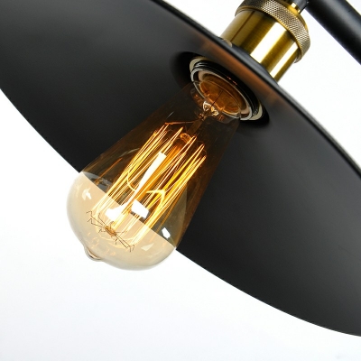 2 Lights Industrial Metal Pendant Lighting Cone Hanging Lamp in Black