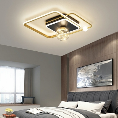 4-Light Geometric LED Flush Mount Ceiling Lighting Fixture in Modern Style,Gold