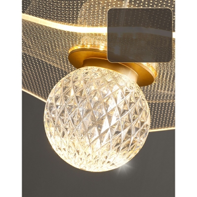 Arcylic Ball Shade Suspension Lamp Brass 3 Colors Light Bedroom Lighting Fixture for Bedroom