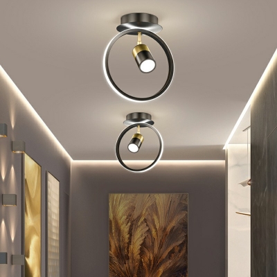 Black-White Semi Flush Mount Ceiling Light with Adjustable Angle Ceiling Lamp
