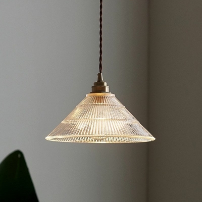 Cone One Light Pendant Light Fixture Industrial-Style Glass Pendant Lamp in Gold