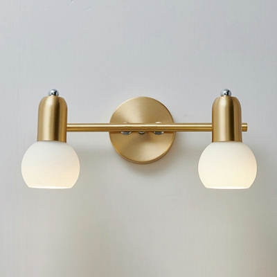 Copper Modern Wall Light Sconce Sphere Glass Bathroom Wall Mounted Mirror Front