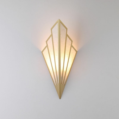 Fan-Shaped Wall Sconce Light Contemporary Modern Metal and Flax Shade Indoor Wall Light