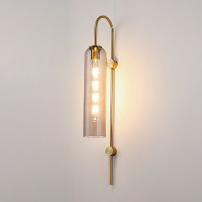 Glass Elongated Tube Sconce Mid Century 1-Light Wall Mounted Lamp with Gooseneck Arm