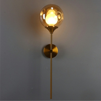 Glass Spherical Sconce Light Contemporary 1 Bulb Wall Mount Lighting with Long Arm