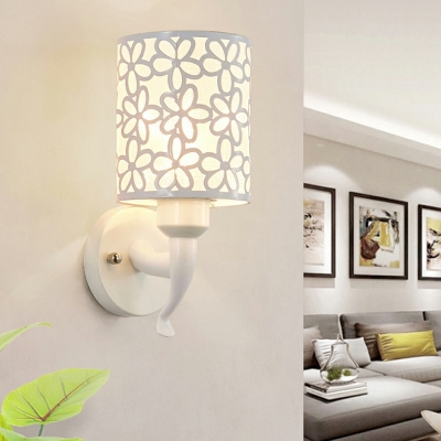 High Quality Sconce Light White Flower Pattern Contemporary 1 Head Wall Mount Lighting