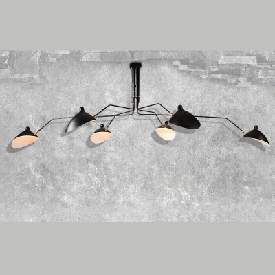 Industrial Style Cone Shade Multi Light Pendant Metal 6 Light Hanging Lamp in Black for Restaurant