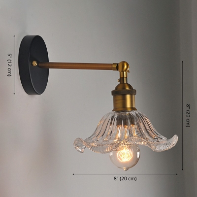 Industrial Style Scalloped Edged Shade Wall Lamp Glass 1 Light Wall Light for Bedroom