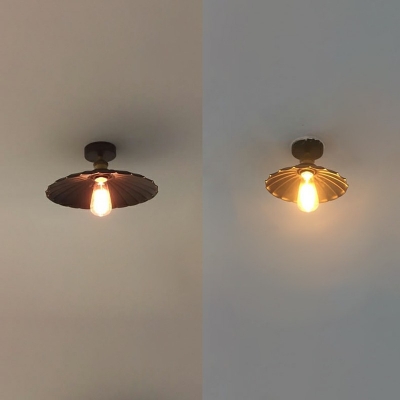 Industrial Style Scalloped Edged Shaped Semi Flush Mount Light Metal 1 Light Ceiling Light