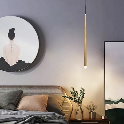 Metal Crystal Cone Hanging Light Platting Modern and Simple Pendant Light for Bar Bedside