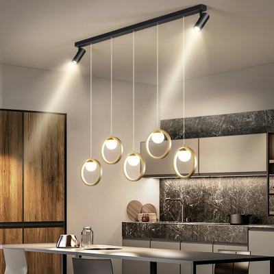 Minimalism Style Double Spotlight Design Island Light Opal Glass Dining Room LED Lighting Fixture