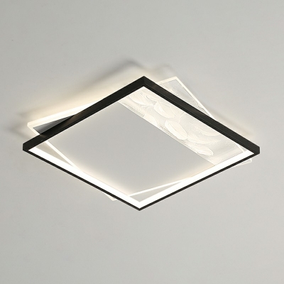 Minimalist Ceiling Lighting Fixture Acrylic Flush Mount Lighting with Feather Pattern