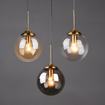 Modern and Simple Hanging Light Retro Glass Globe LED Pendant Light for Bedside Kitchen