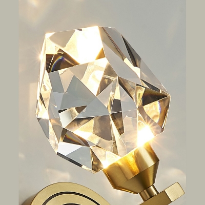Modern Luxury Style Gold 1 Light Crystal Geometric Wall Light LED Wall Sconce in Third Gear Light for Bedroom