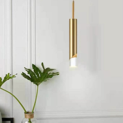 Modern Style Cylinder Hanging Light Metal Acrylic LED Pendant Light for Bedside