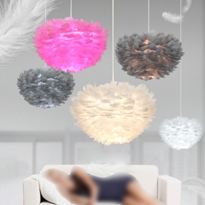 Modern Style Hanging Lights Feather Hanging Light Kit for Living Room Bedroom