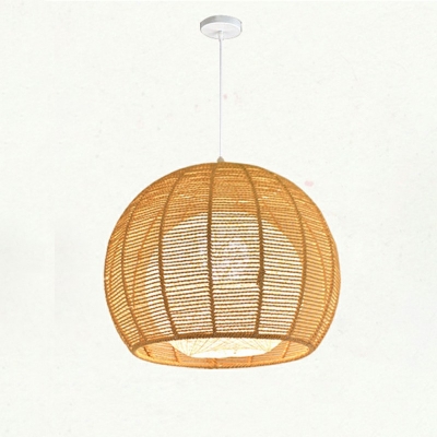 Modern Style Rattan Pendant Light Geometric Handmade Twine Hanging Light for Dinning Room