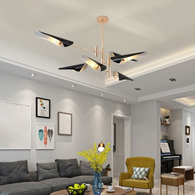 Modern Style Sputnik Chandelier Metal 6 Light Chandelier for Living Room
