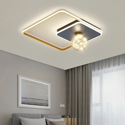 Modern Ultrathin Flush Mount Ceiling Light Stepless Dimming LED Arcylic Ceiling Light in Black-Gold