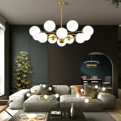 Modernist Chandelier 12 Head Glass Hanging Lamps for Living Room Bedroom