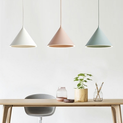 Nordic Style LED Pendant Light Modern Style Cone Metal Macaron Hanging Light for Dinning Room
