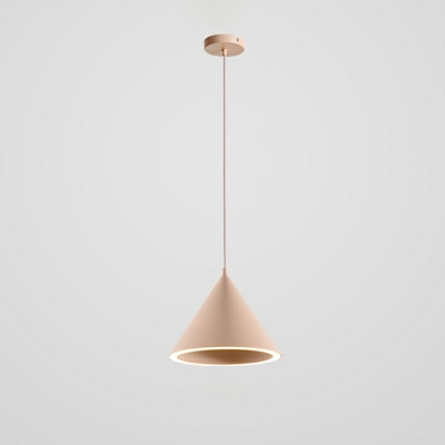 Nordic Style Macaron Hanging Light Cone Shaped LED Metal Pendant Light for Coffee Shop