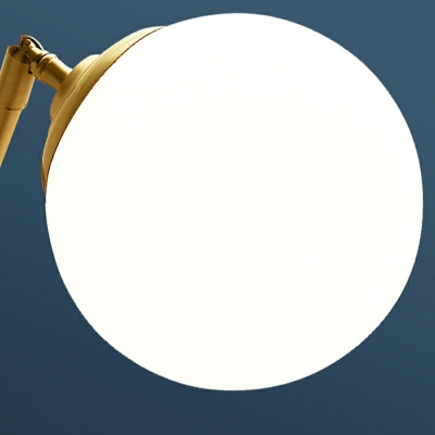Postmodern Single Wall Hanging Light Gold Ball Wall Lamp with White Glass Shade for Bedroom