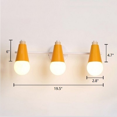 Rotatable Metal Wall Lamp with Cone Green/Yellow Triple Lights Vanity Light for Bathroom Bedroom