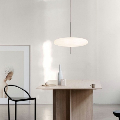 Single-Bulb Oval Shape Pendant Light Acrylic White Hanging Light for Dining Room