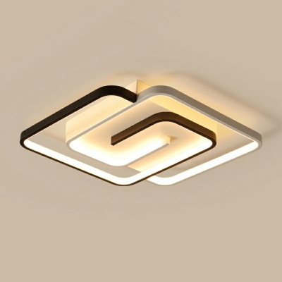 Square Flush Ceiling Light 2 Lights Modern Creative Nordic LED Light for Drawing Room