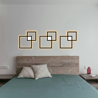 Square Shape Wall Sconce Light 3 Lights Modern Contemporary Metal and Arcylic Shade LED Indoor Wall Light