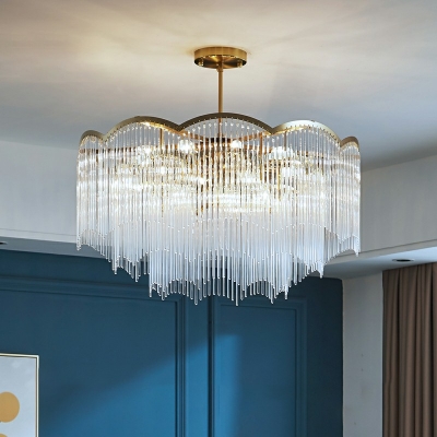 Tassel Shape Hanging Light Kit Crystal Chandelier for Living Room Hotel Lobby Bedroom
