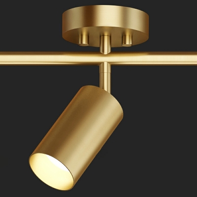 Tubular Brass Ceiling Track Lighting Minimalist Gold Semi Flush Mount Spotlight for Living Room