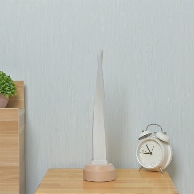 White Twisty-Shape Bedside Nightstand Lamp Metal Minimalist LED Table Light in 3 Colors Light