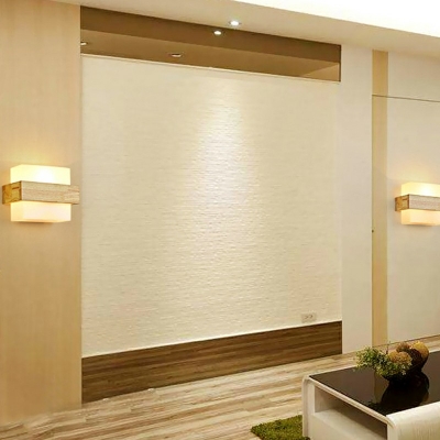 Wood Frame Wall Lighting Contemporary Single Head Wood Sconce Light Fixture for Living Room