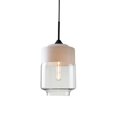 1-Bulb Glass Pendant Light Industrial Retro Style Mental Geometric Hanging Light for Dining Room