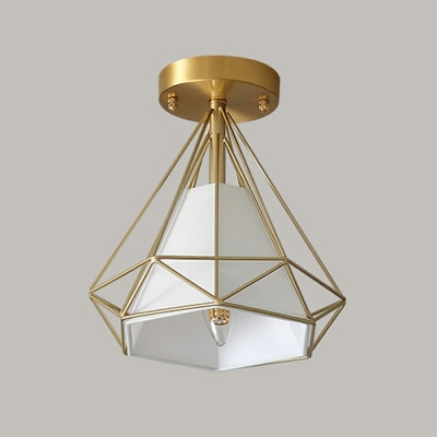 1-Light Flush Mount Chandelier Retro Style Diamond Shape Metal Ceiling Mounted Fixture