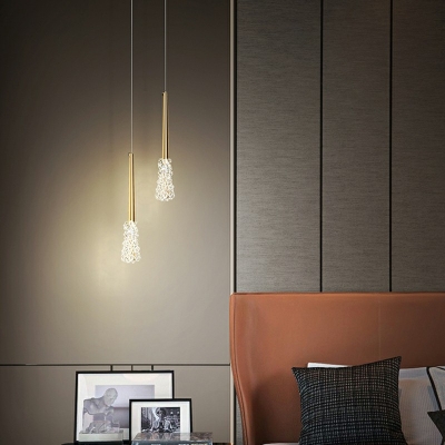 1 Light Metal Pendant Light Cord Hung Hanging Light Fixtures with Crystal