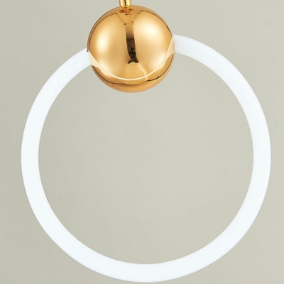 1 Light Ring Suspended Lighting Fixture Contemporary Hanging Lamps in Gold