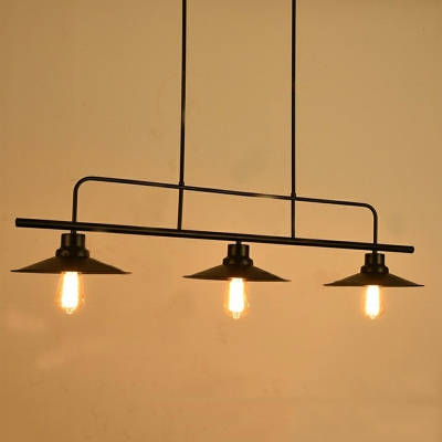 3 Lights Cone Shade Pendant Lamp Industrial Flared Island Pendant Lighting Dining Room Island Light Fixtures
