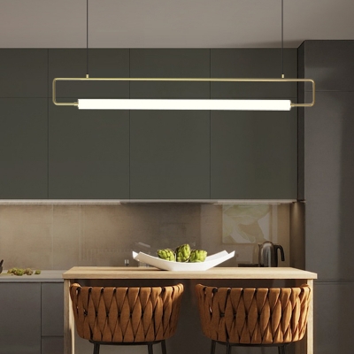 Black Rectangle LED Hanging Light Kit Modern Style Acrylic Ceiling Light for Dining Room