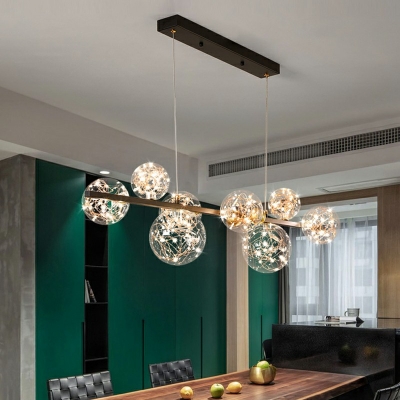 8 Lights Industrial Style Chandelier Glass Pendant Lights For Kitchen Island