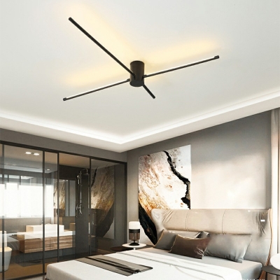 Acrylic Straight Semi Flush Light Modern Ceiling Light Fixture in Natural Light for Living Room