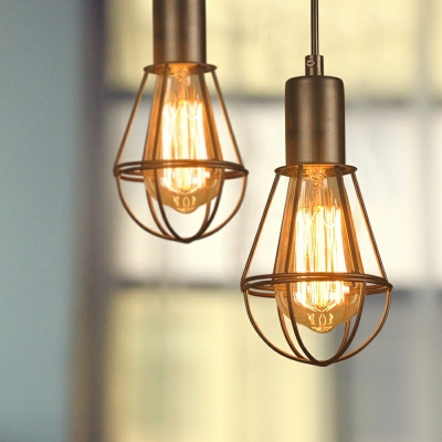 Black Bulb Shape Hanging Light Fixtures Vintage Industrial Iron 1 Light Pendant Lighting for Restaurant