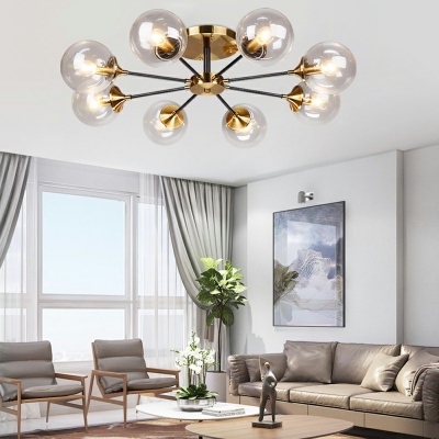 Contemporary Ceiling Light Glass Shade Ceiling Mount Semi Flush Ceiling Light with Round Canopy