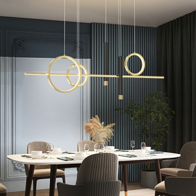 Contemporary Metal Island Lamp White Light 43.5 Inchs Length Hanging Ceiling Light for Living Room