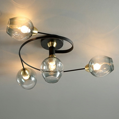 Contemporary Style Glass Ceiling Light Metal Twisted Arm 12